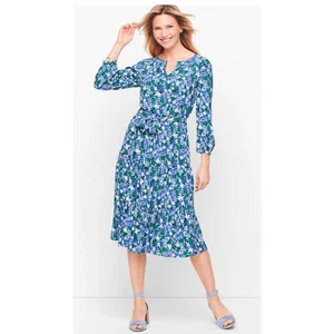 Talbots Damenkleid Blumenmuster Taille binden blau Größe 8 Zierlich Frühling Sommer Freizeit - Bild 1 von 8