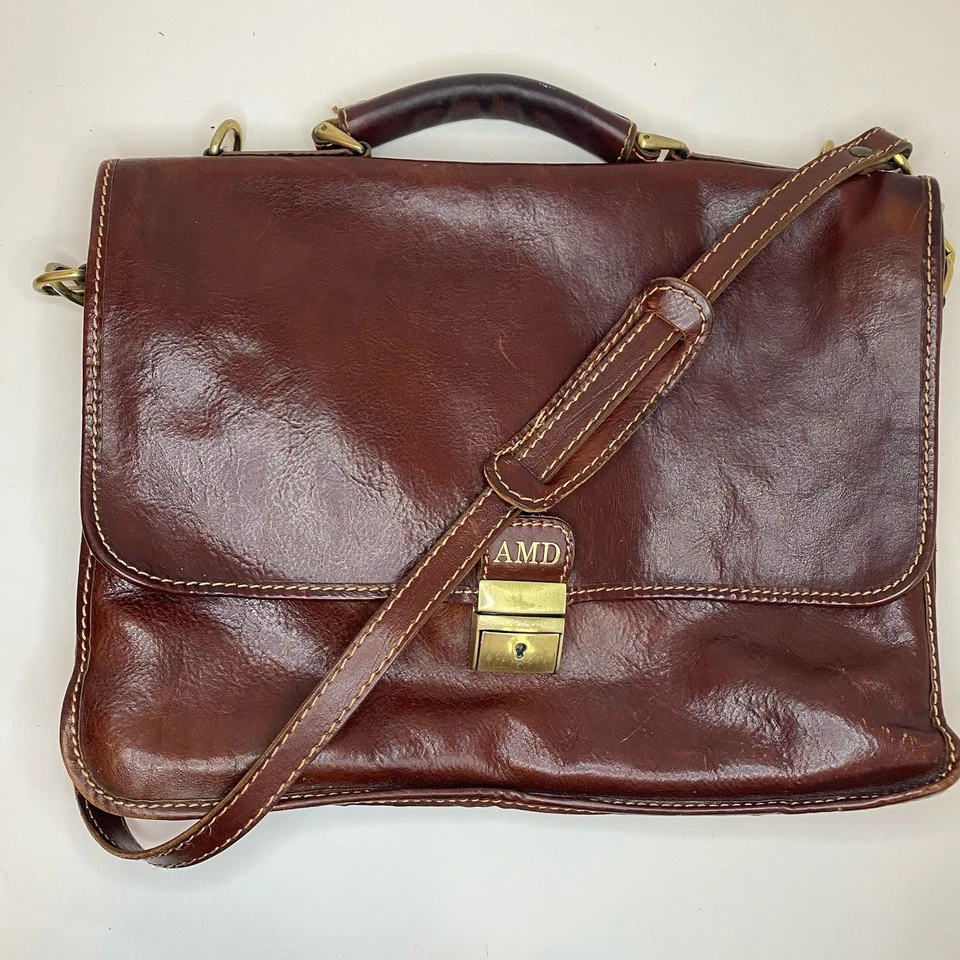 Maletín de cuero italiano Floto bolso mensajero con correa vintage Foto 1 de 4