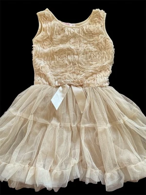 Popatu NWT Beige Princess 3D Rosettes & Ruffled Tulle Tutu Dress-5-6Yrs - Image 1 of 4