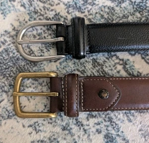 Cinturones Coach Hombre Negro Marrón 40” 100cm 2 Piezas Cuero - Imagen 1 de 9