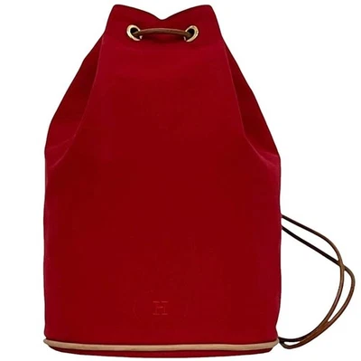 Mochila Hermès Polochon Mimil PM de segunda mano con cordón en algodón rojo. Foto 1 de 4