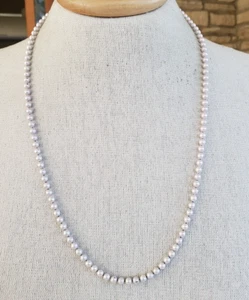 Vtg Oops A Daisy Pale Lavender Enamel Bead Ball Link Chain Necklace 25" GoldTone - Picture 1 of 8