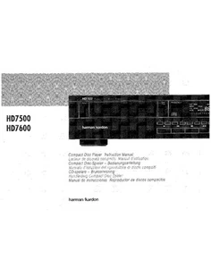 Harman Kardon HD7600 CD Player Owners Instruction Manual - Picture 1 of 1