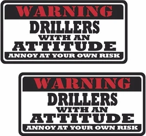 2 - 3" Drillers Driller Warning Tools Motorcycle Decal Hard Hat Sticker WS1 - Imagen 1 de 1