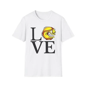 Love Softball Girls Fastpitch Softstyle T-Shirt - Picture 1 of 25