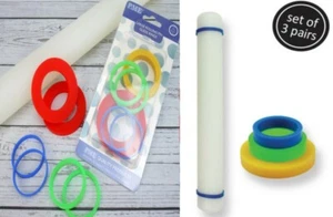 Rolling Pin Guide Rings For Icing Sugarcraft Small (3 set) Large (4 set) PME - Picture 1 of 14