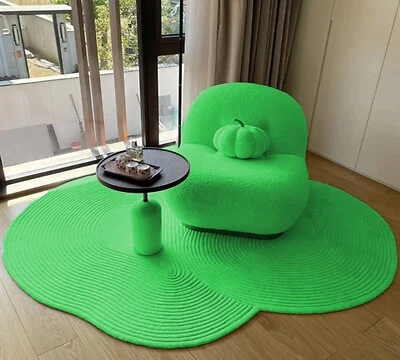 Green Tufted Rug Irregular Wool Carpet Home Decor Halloween Decor Rug 5x8 - Image 1 of 4