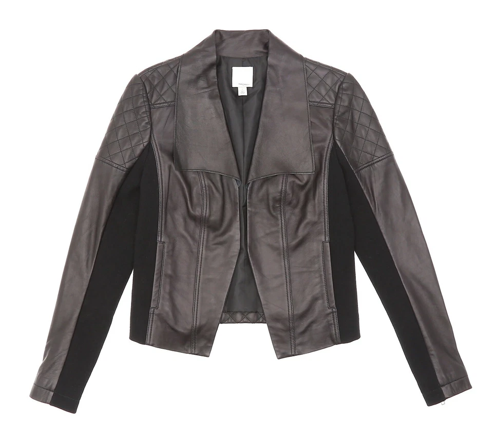Halogen L132923 Women's Black Crop Leather Moto Jacket  Size Small - Image 1 of 2