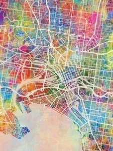 Póster - Mapa de Melbourne, calles abstractas modernas de la ciudad, 4 tamaños - Imagen 1 de 25
