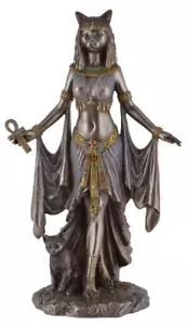 Bastet Egyptian Cat Goddess Bronze Figurine - Picture 1 of 3