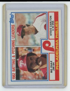1983 Topps Phillies Team Leaders - Bo Diaz/Steve Carlton . Philadelphia Phillies