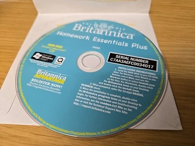 Encyclopedia Britannica Homework Essentials  Plus CD-Data Disc-Win/Mac-04042 NEW - Image 1 of 4