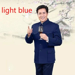 Herren einreihige Mao Jacke traditionelle chinesische Tunika Blazer Mantel Zhongshan - Bild 1 von 9