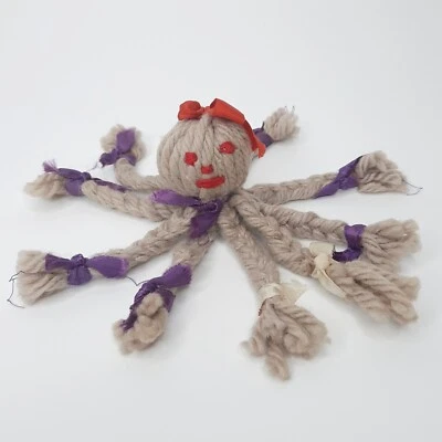 Primitive Gray Wool Yarn Octopus Antique Vintage Craft 9 Legs Naive Homemade - Image 1 of 4
