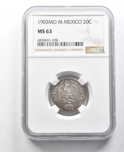 1903 MO M Mexico 20 Centavos MS63 NGC *8661 - Picture 1 of 3