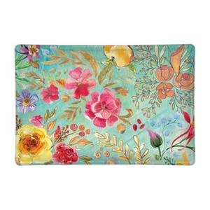 Michel Design Works Jubilee Fruits & Florals Glass Soap Dish Trinket Tray - Picture 1 of 2