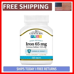 Support Red Blood Cell Production with 65 mg Iron Tablets - 120 Count Beneficial - Picture 1 of 10