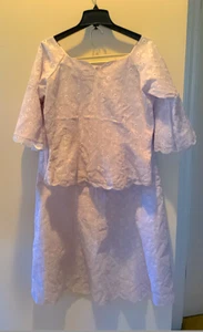 Nigerian Three-piece "Up and Down" White cotton-blend lace dress, Size 10 - Picture 1 of 18