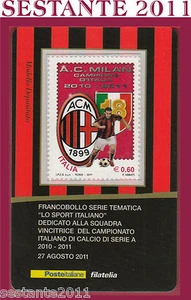 TESSERA FILATELICA FRANCOBOLLO MILAN CAMPIONE D'ITALIA SERIE A 2010 2011 Q55 - Imagen 1 de 1