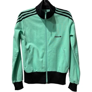 Rare Vintage Adidas Originals Track Jacket Mint Green Black Trefoil Logo Size M - Picture 1 of 6