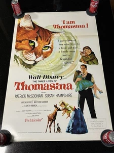 Vintage 1964 Disney Movie Poster - The Three Lives Of Thomasina - One Sheet - Picture 1 of 8