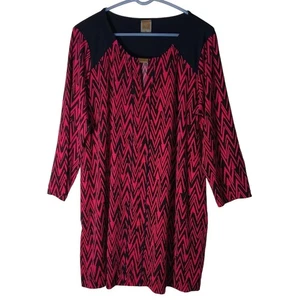 Anne Klein Top Chevron Camicetta Geometrica Pull Over Rosa Navy XL - Foto 1 di 11