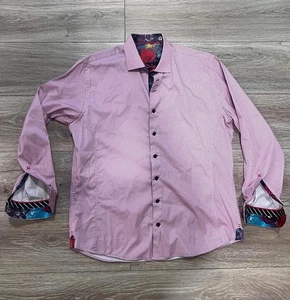 Au Noir Shirt Mozi Pink with Flip Floral Cuffs, Small - Picture 1 of 7