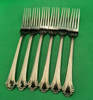 Set of 6 Pfaltzgraff MERIDIAN pattern 18/0 stainless dinner forks 7 5/8" "A" - Image 1 of 4