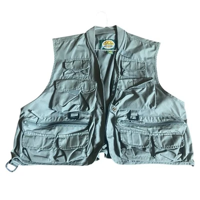 Cabelas Fishing Vest Mens Size Large Green  Utility Pockets Outdoor Full Zip - Image 1 of 4