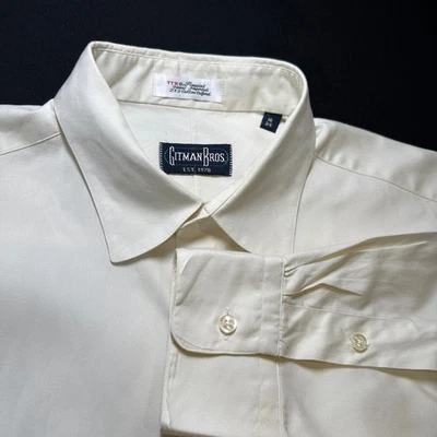 Camisa de vestir vintage Gitman Bros para hombre 16 34 blanco crema algodón importado Oxford TTX Foto 1 de 4