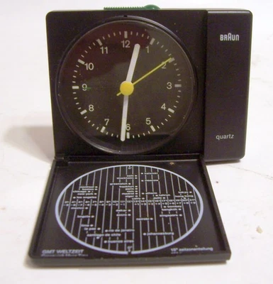 VINTAGE BRAUN AG TYPE9 WORLD TRAVEL ALARM CLOCK POCKET SIZE Parts or Repair Only - Image 1 of 4