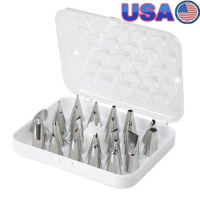 29-Piece Decorating Tip Set Stainless Steel and Plastic Cake Decorating Tools US - Image 1 of 4