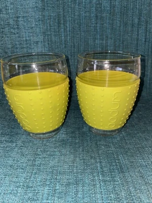 BODUM Pavina 16 oz Drinking Glass w/Green Silicone Sleeve Grip - Set Of 2 EUC - Image 1 of 4