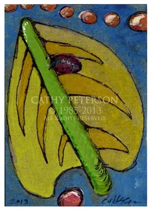 Leaf + Ladybug 2013 C Peterson * Abstract POP ART * Whimsical Graphic ACEO No. 3 - Bild 1 von 12