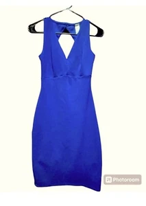 kimcine Curve Royal Blue Bodycon Pullover Dress Open Back Lace Detail Size Small - Picture 1 of 10