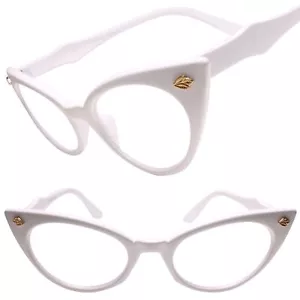 Edle exotische Cat Eye Brille 70er 80er Jahre Stil weißes Gestell - Bild 1 von 4