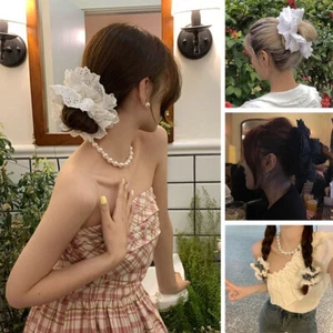 Temperament Hair Band Rope Lolita Accessories Scrunchies Lace Style Large Flower - Picture 1 of 31