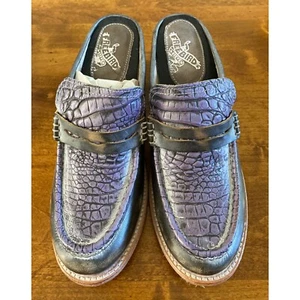 Freebird by Steven Collins Mules Ice Multi Leather Crocodile Embossed 10 NWT/B - Picture 1 of 13