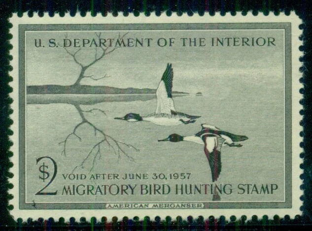 US #RW23, $2.00 American Merganser, og, LH, VF, Scott $85.00 - Image 1 of 1