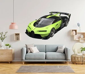 3D Grüner Rennsport H844 Auto Wallpaper Wandbild Poster Wandaufkleber Transport - Picture 1 of 5