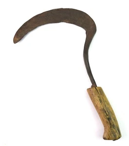 Wheat Cutting Tool – Wooden Handle Crop Cutting Tool – Indian Sickle. G47-286 - Picture 1 of 8