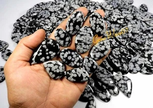 2500Cts Natural Black Snow Flake Obsidian Cabochon Gemstone Wholesale Lot 88pcs - Imagen 1 de 7