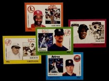 1988 Grenada Baseball Stamps + Bio Card & Mount Option *You Pick* 10+ Ship FREE!