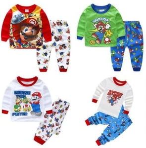 New 2Pcs/Set Kids Boys Super Mario Bros Pyjamas Sleepwear Pajamas Matching 1-8Y  - Picture 1 of 10
