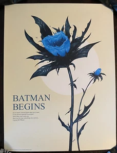 Batman Begins Movie Poster Art Print SDCC blue Himalayan poppy flower mondo - Picture 1 of 9