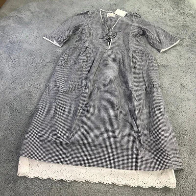 NWT Meadows Dress Womens 4 Mahonia Dress in Navy Gingham Relaxed Blue - Image 1 of 4