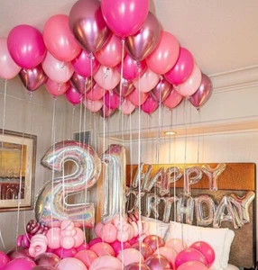 50Pcs 12Inch Hot Pink Chrome Pink Latex Balloons Baby Pink Balloons - Picture 1 of 7