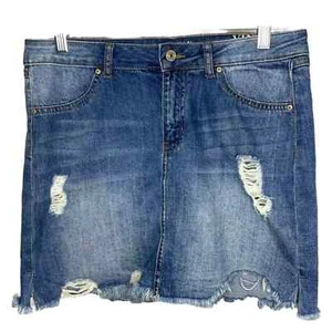 Rewash Brand Women's Skirt Destroyed Distressed Denim Jean Boho Frayed Size 29 - Picture 1 of 10