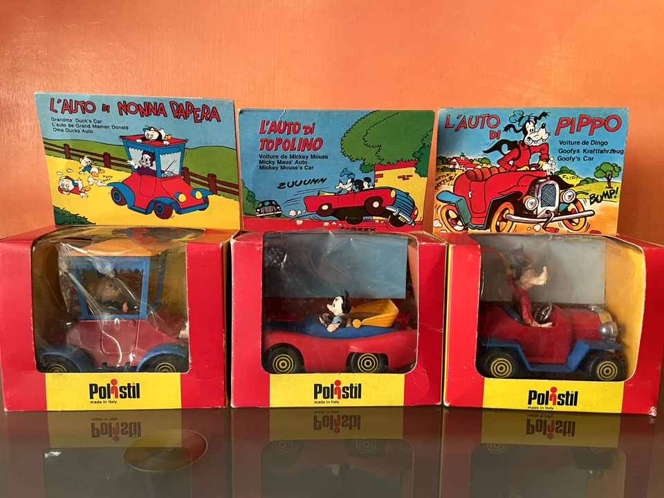 Polistil Disney auto Topolino (W600),Pippo (W5)  e Nonna Papera (W3)  CON BOX - Immagine 1 di 4