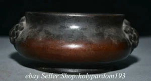 6.6" Qianlong Marked Old Chinese Bronze Dynasty Beast Head incense burner Statue - Picture 1 of 8